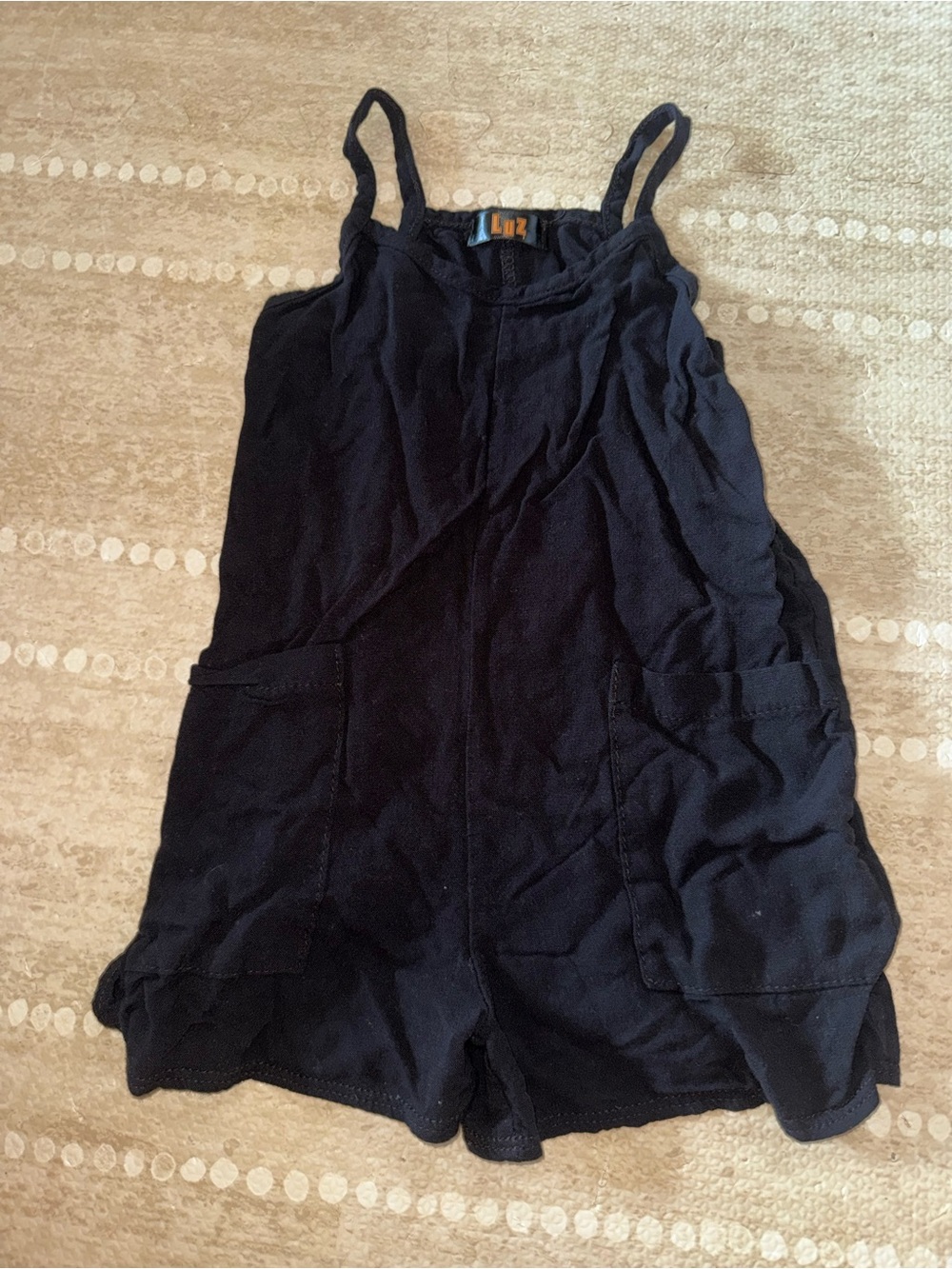 Girls Black Sleeveless Romper - Casual Pocket Jumpsuit